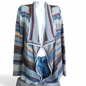 New•L•Striped Open Front Cardigan Sweater